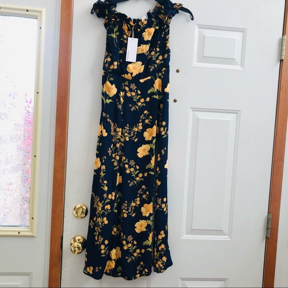 $298 reformation Izabel floral print off shoulder midi dress in size 2 - Picture 5 of 10